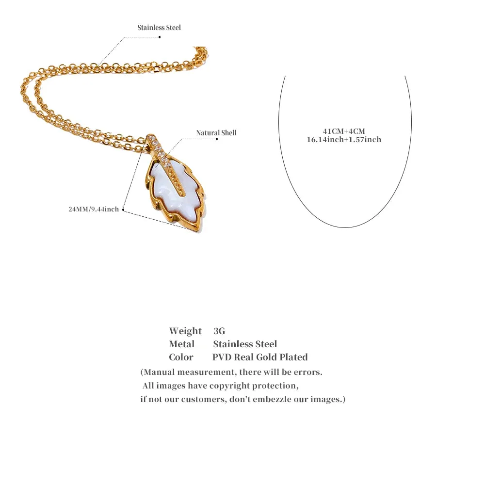 Natural Shell Leaf Pendant Necklace