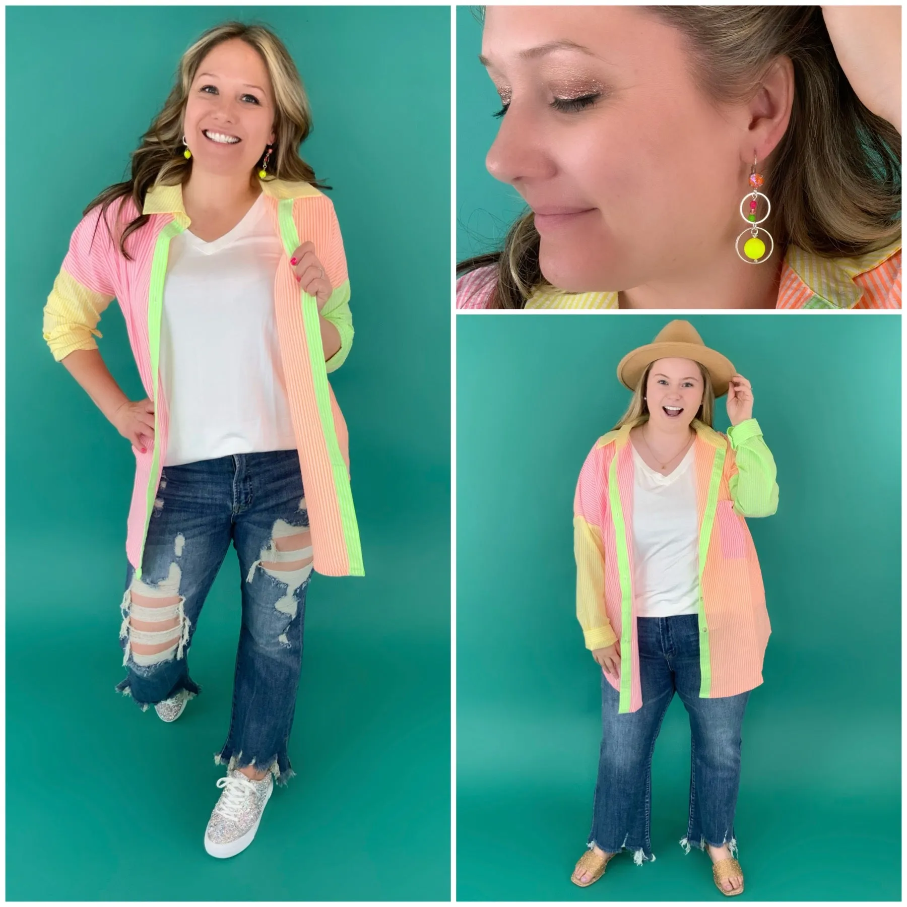 Neon Floating Charm Earrings