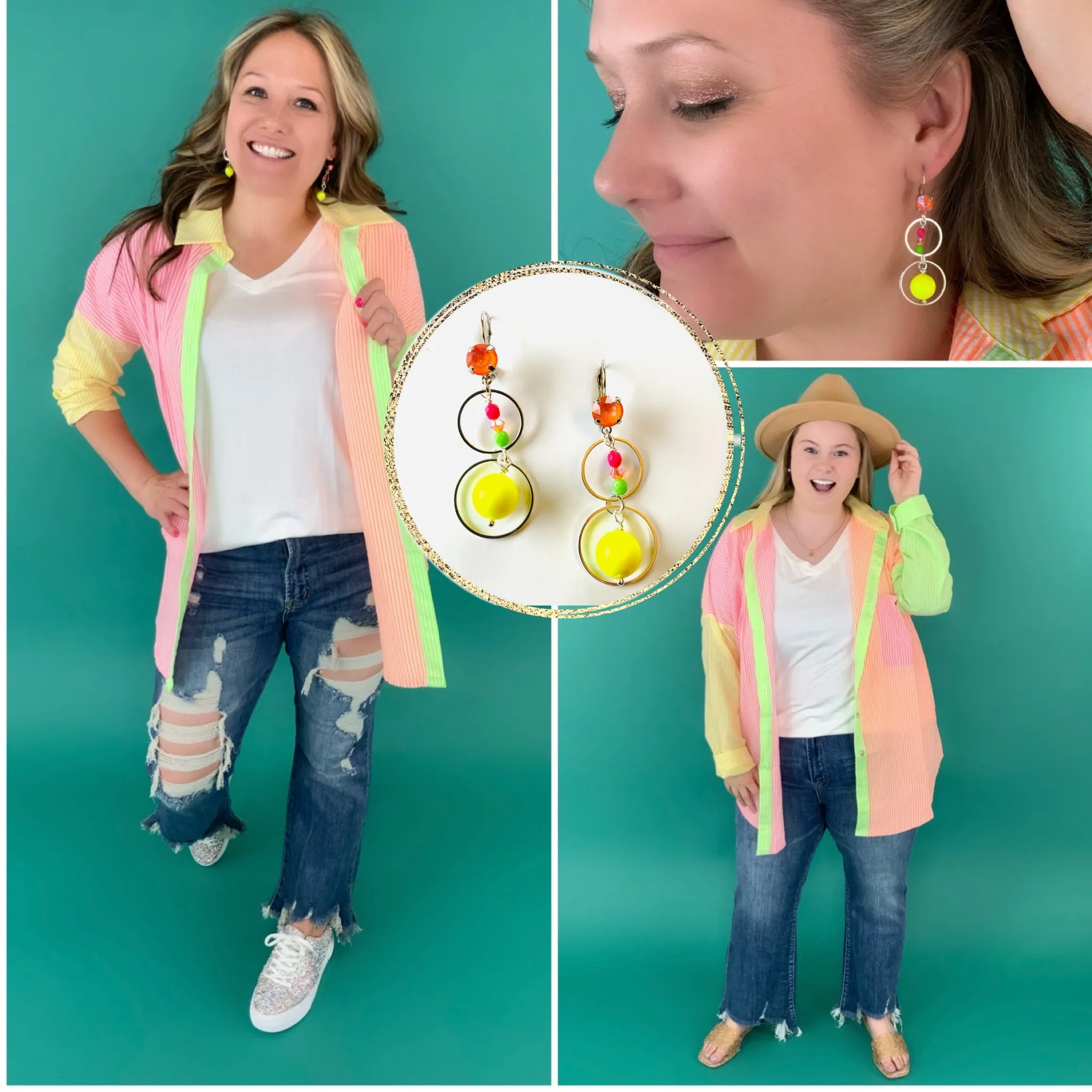 Neon Floating Charm Earrings
