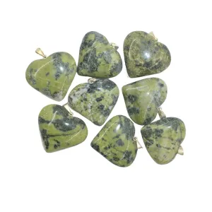Olive serpentine Mini Heart Pendant