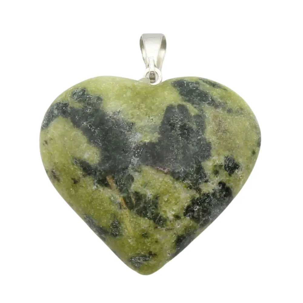 Olive serpentine Mini Heart Pendant