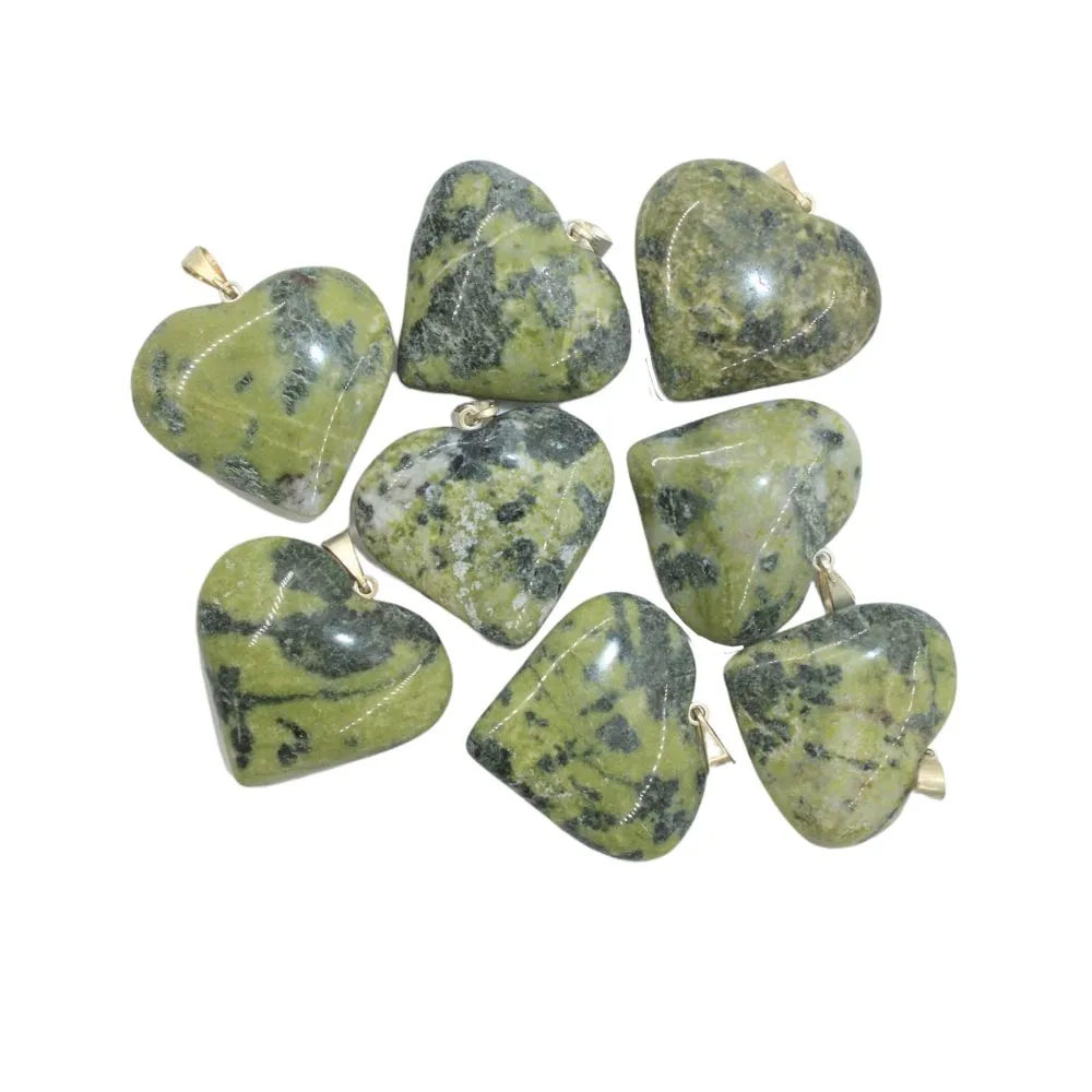 Olive serpentine Mini Heart Pendant