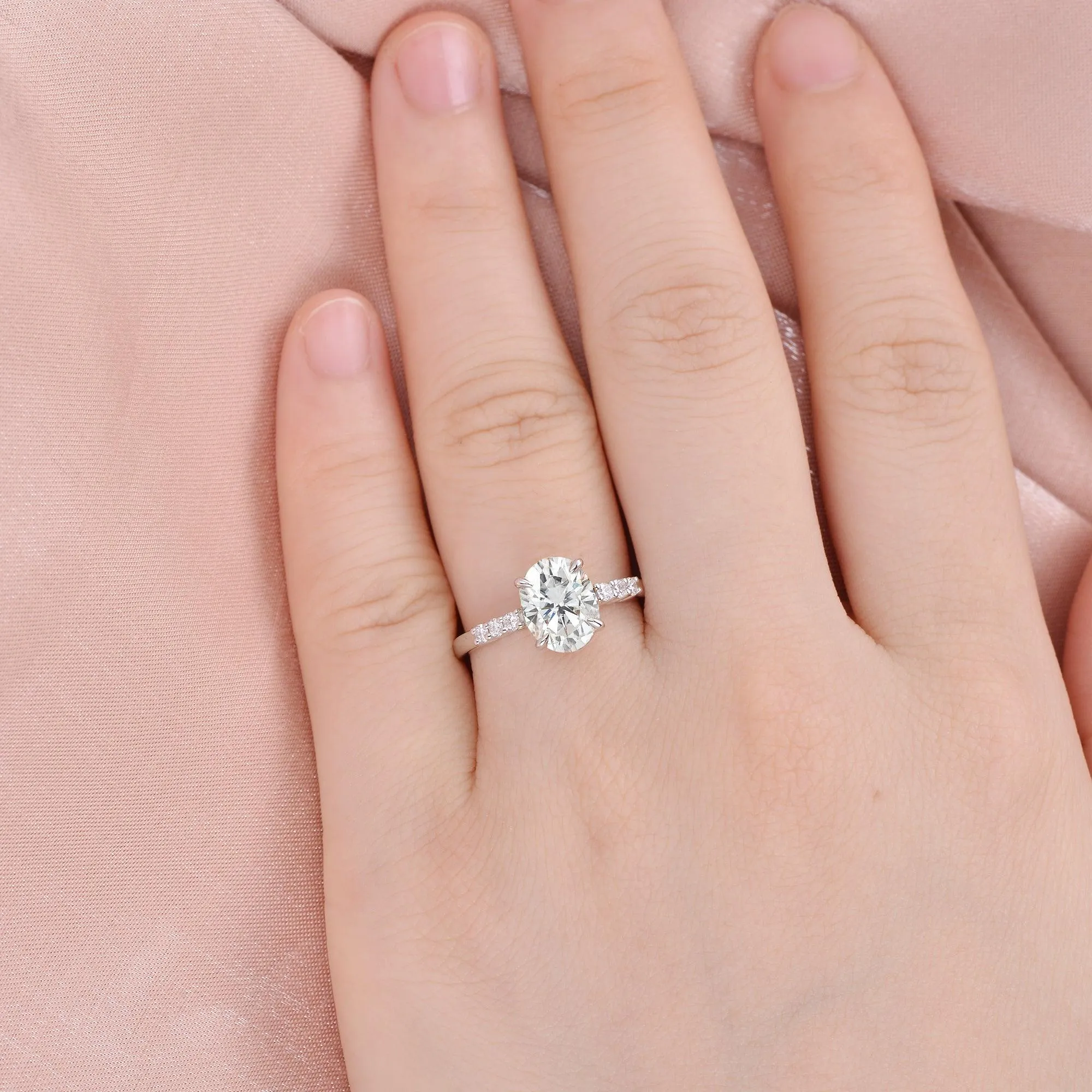 Oval Cut Moissanite White Gold Ring