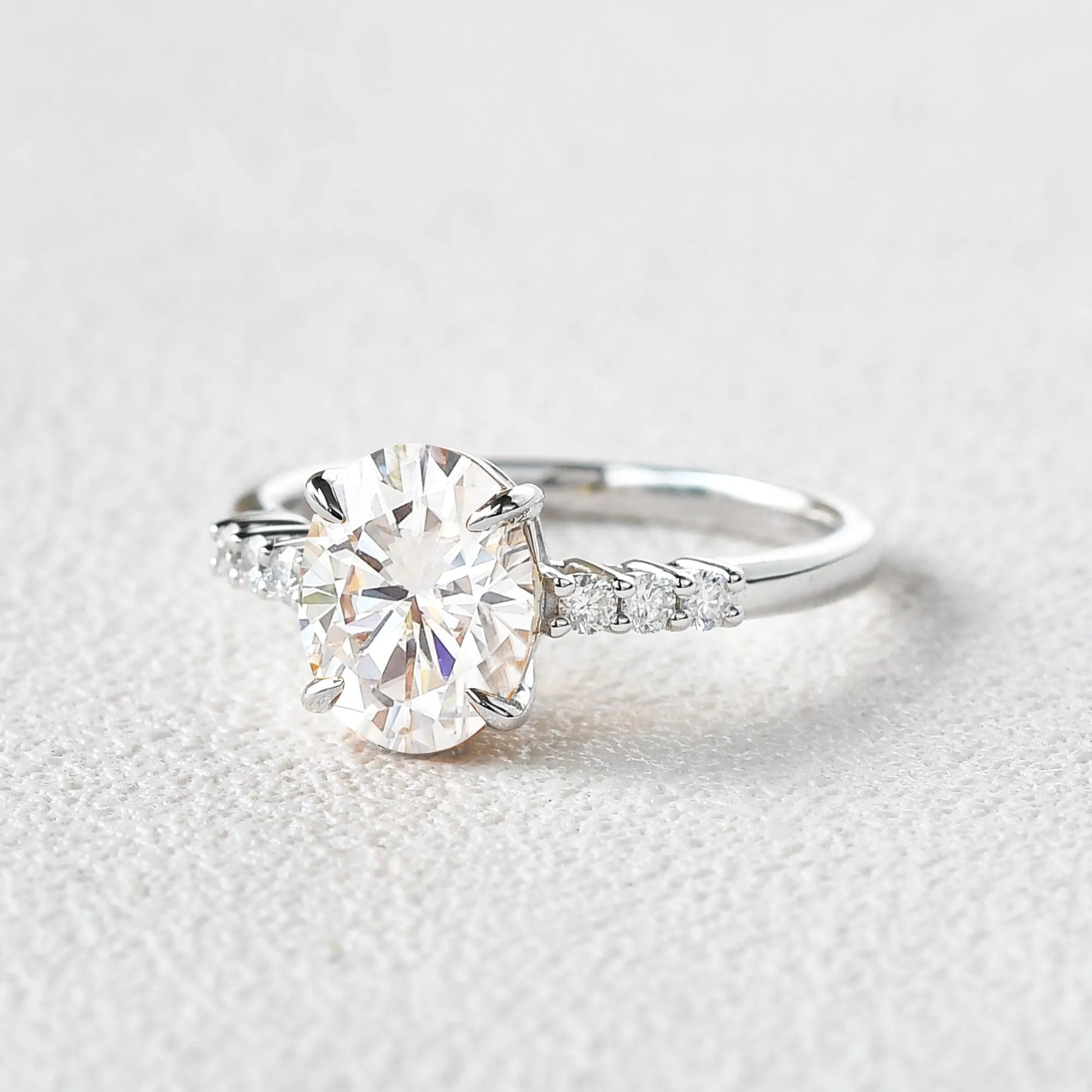 Oval Cut Moissanite White Gold Ring