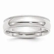 Palladium Milgrain Comfort Fit 6mm Wedding Band Ring
