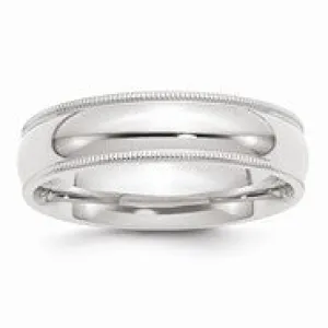 Palladium Milgrain Comfort Fit 6mm Wedding Band Ring
