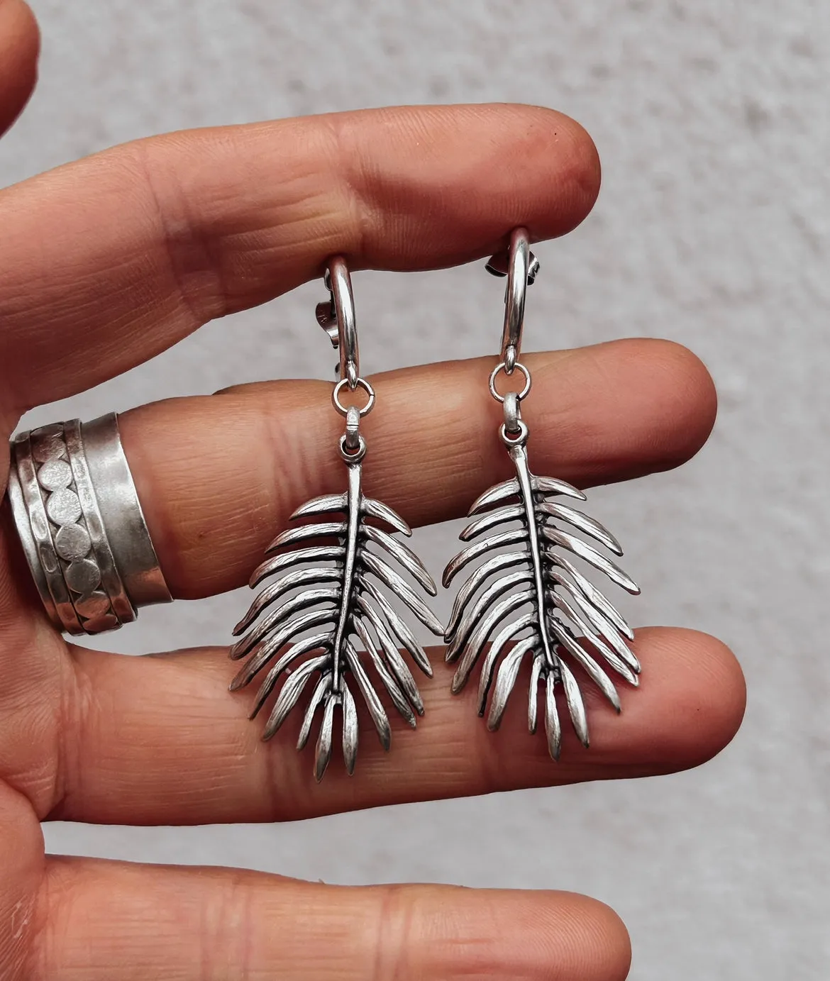 Palm Frond Dangle Hoops