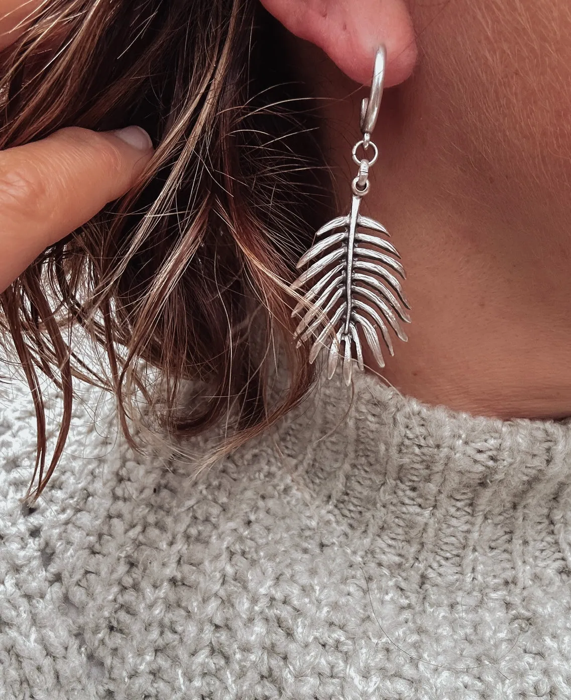 Palm Frond Dangle Hoops