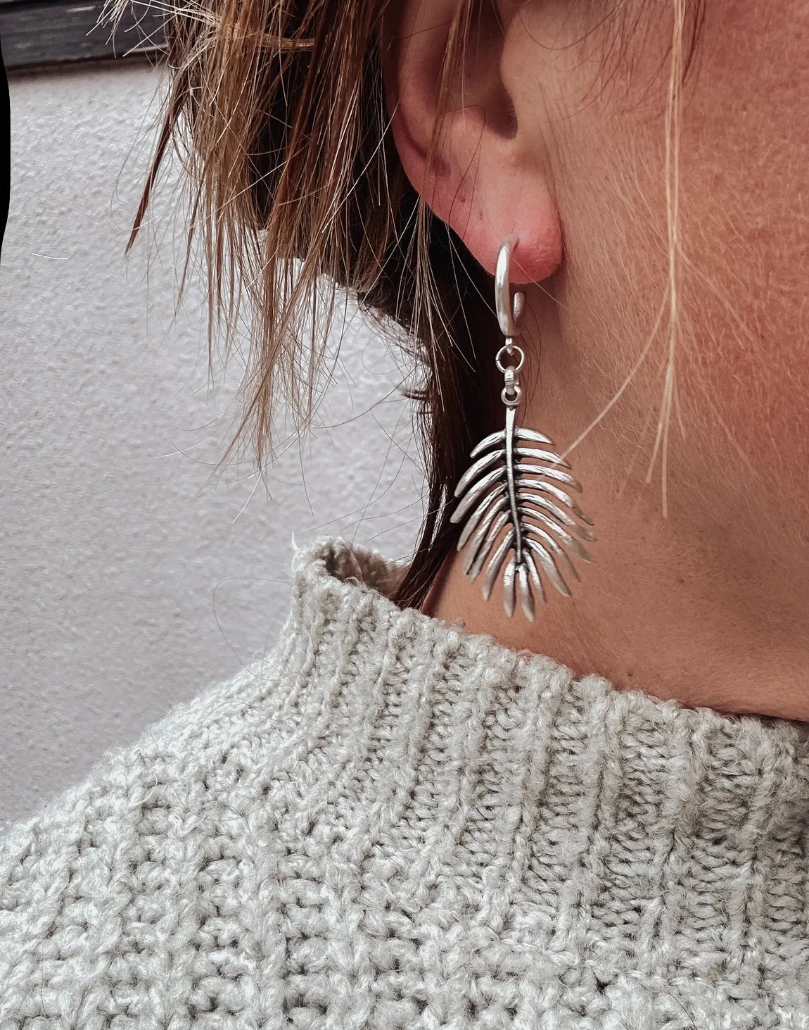 Palm Frond Dangle Hoops