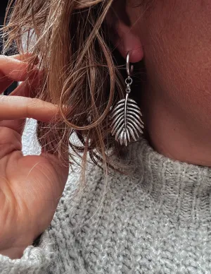 Palm Frond Dangle Hoops