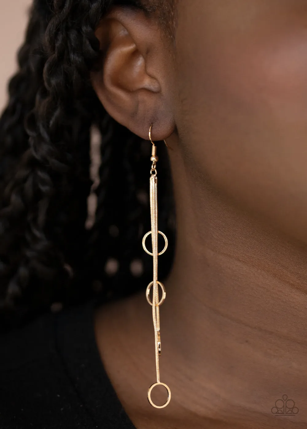 Paparazzi Full Swing Shimmer Gold Fishhook Earrings