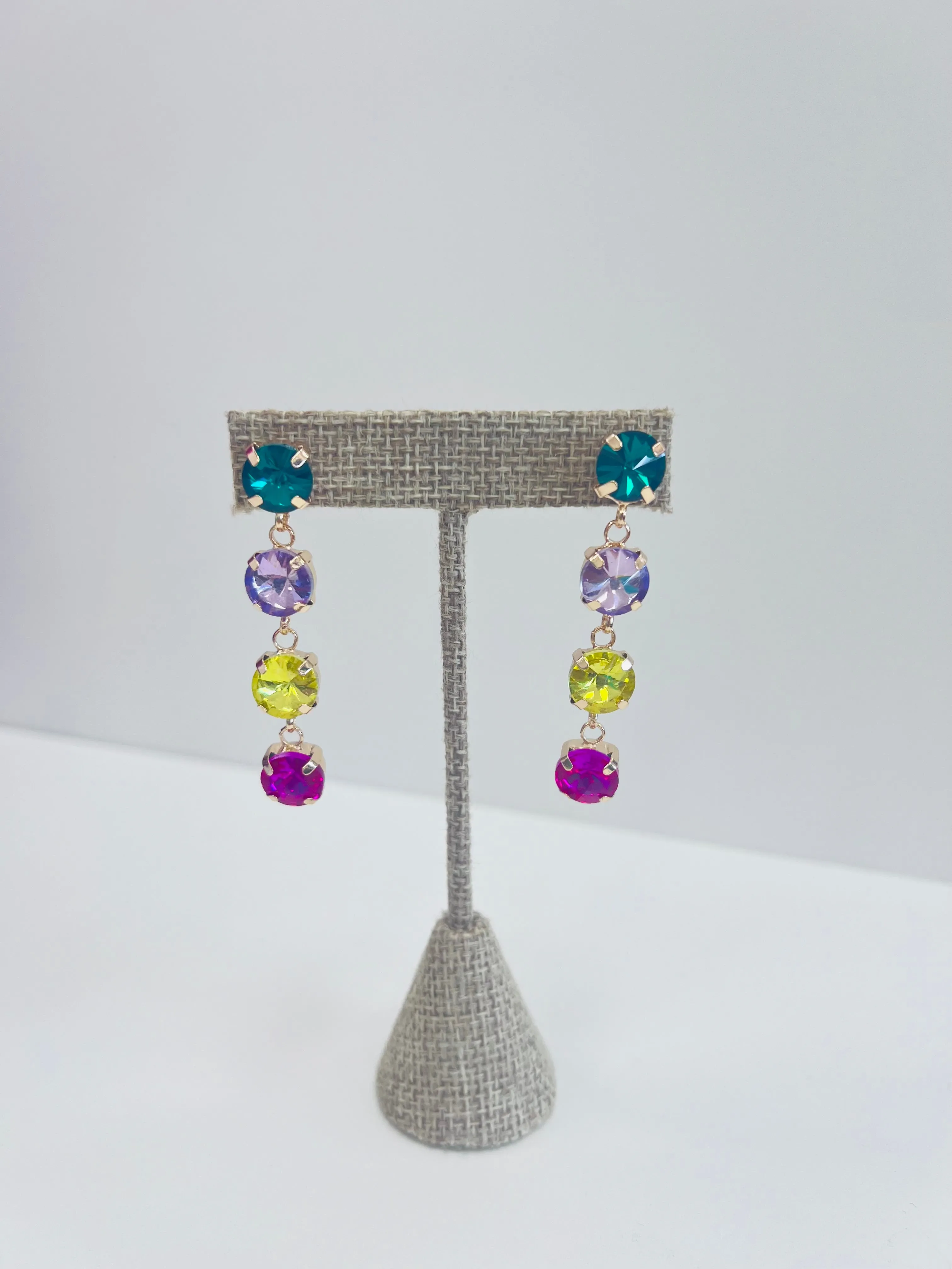 Paved Glass Drop Earrings