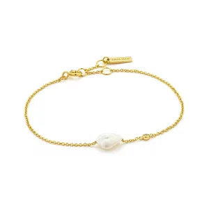 Pearl Sterling Silver Bracelet plated in 14K Gold