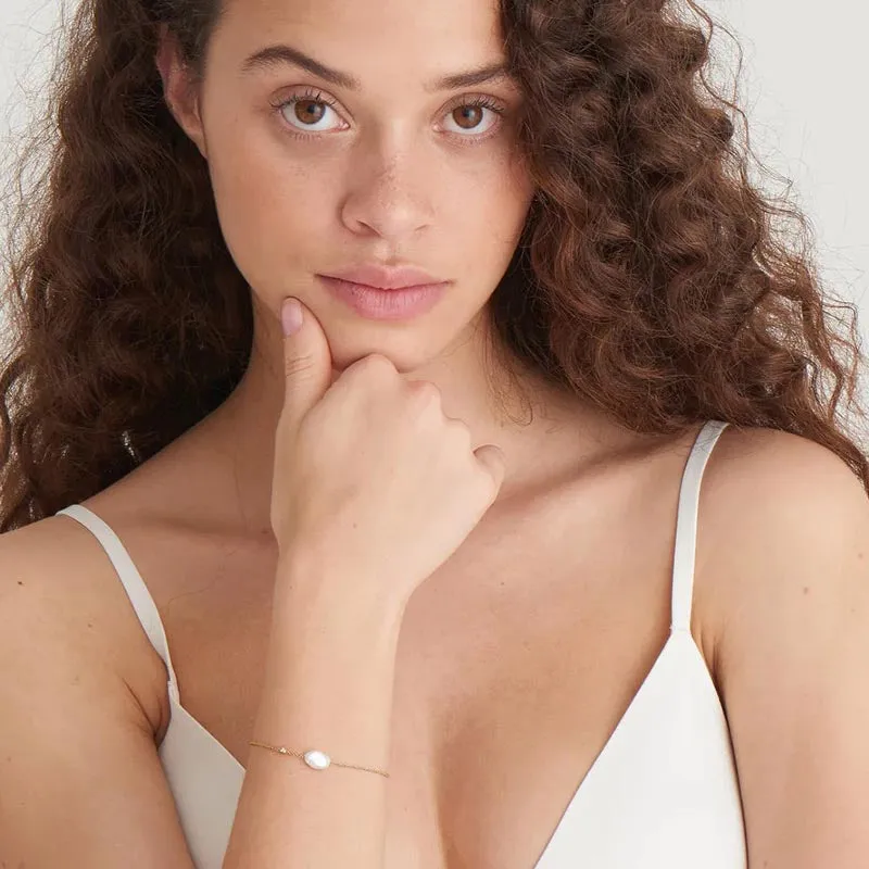Pearl Sterling Silver Bracelet plated in 14K Gold