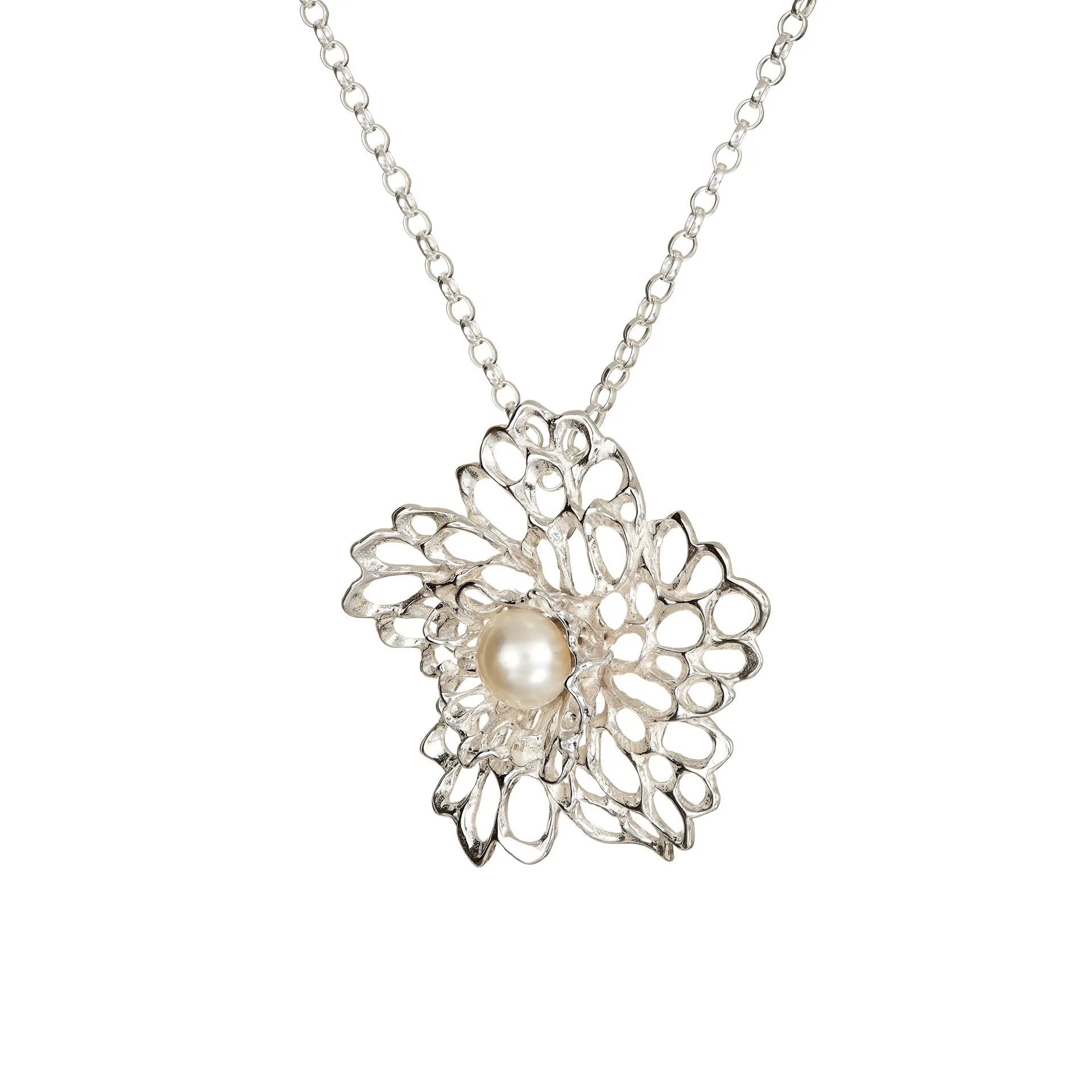 Petals & Pearls Lacy Flower Pendant