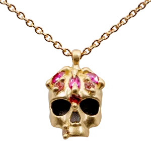 Pink Enchanted City Skull Necklace - Made to Order