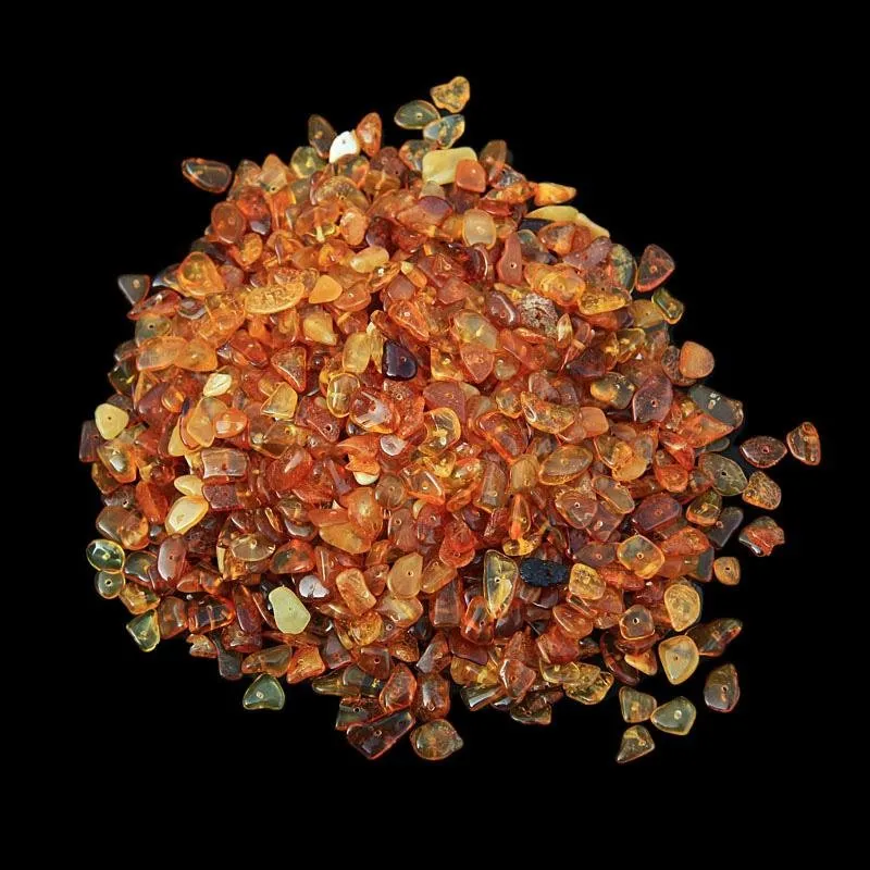 Polished Amber Chips With Drilled Holes