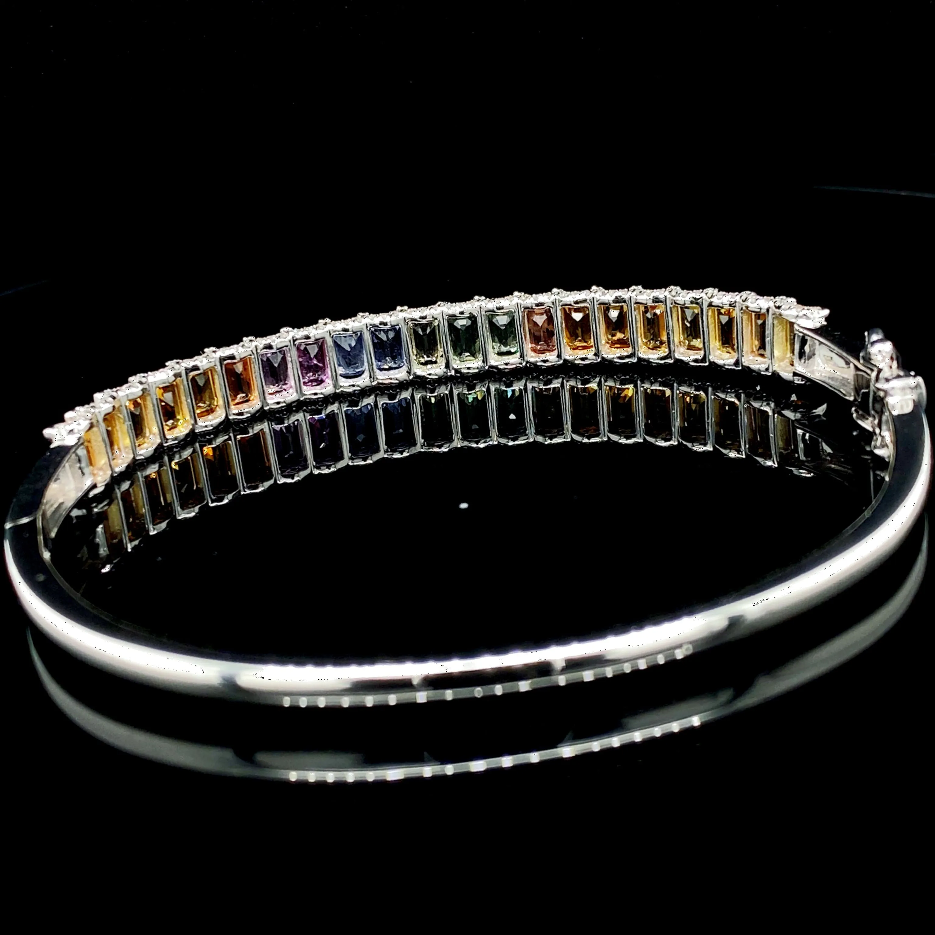 PREORDER | Rainbow Sapphire Diamond Bangle 14kt