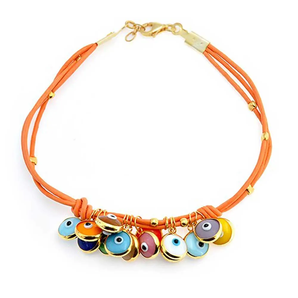 Protection Good Luck Amulet Strand Bracelet with Multicolor Evil Eye Beads 7-7.5 Inch