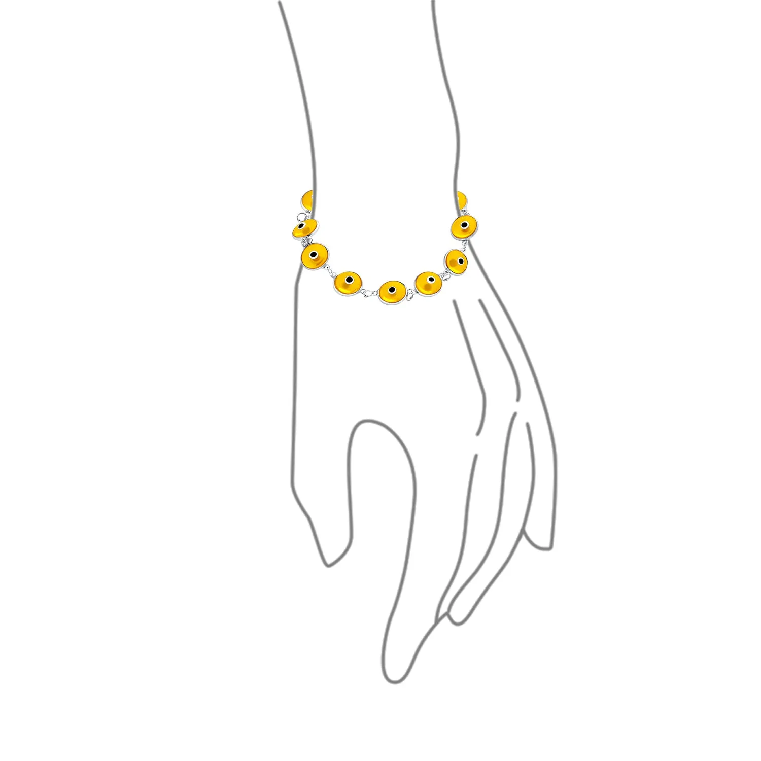 Protection Good Luck Amulet Strand Bracelet with Multicolor Evil Eye Beads 7-7.5 Inch