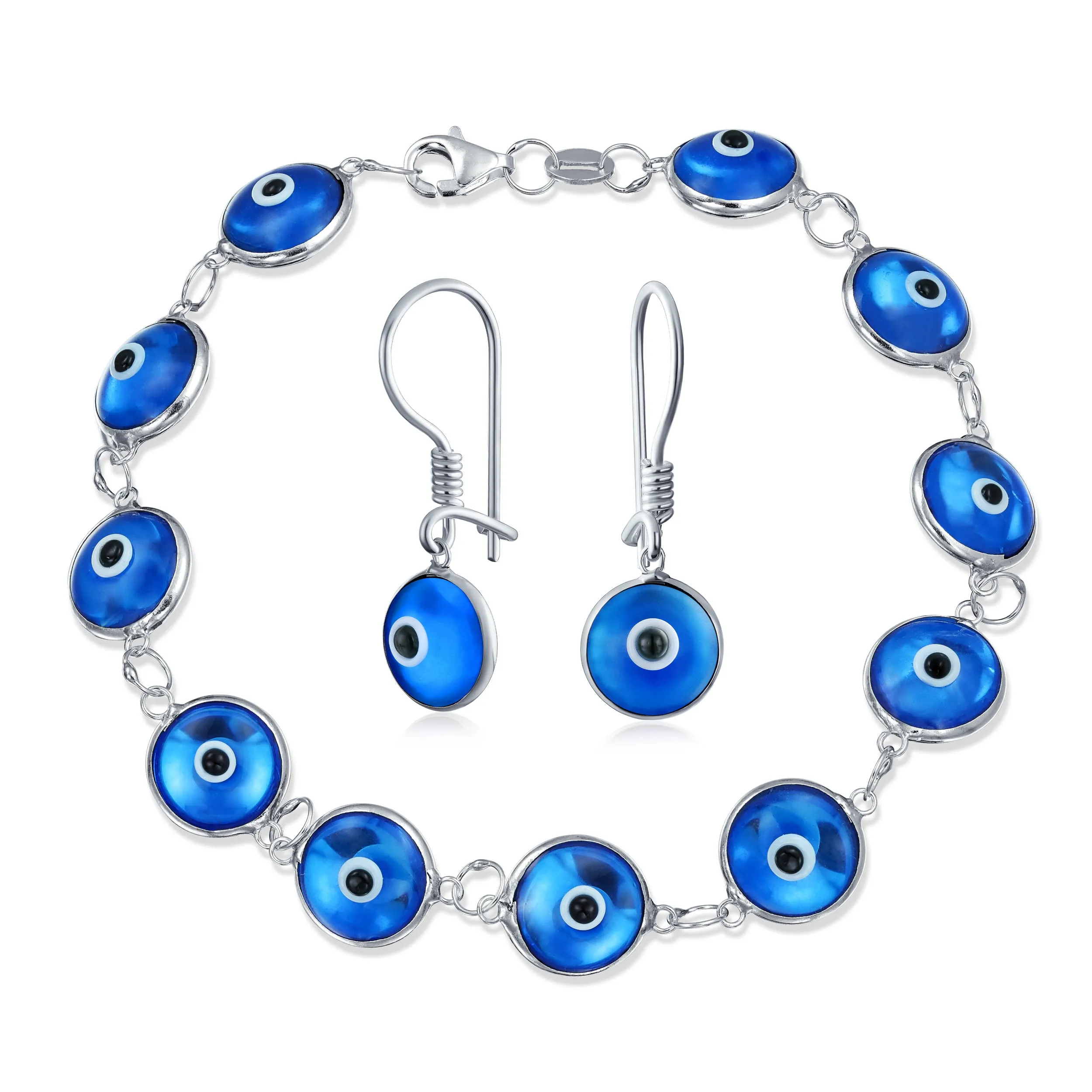 Protection Good Luck Amulet Strand Bracelet with Multicolor Evil Eye Beads 7-7.5 Inch