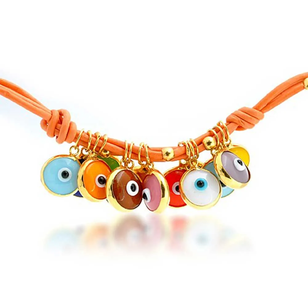 Protection Good Luck Amulet Strand Bracelet with Multicolor Evil Eye Beads 7-7.5 Inch
