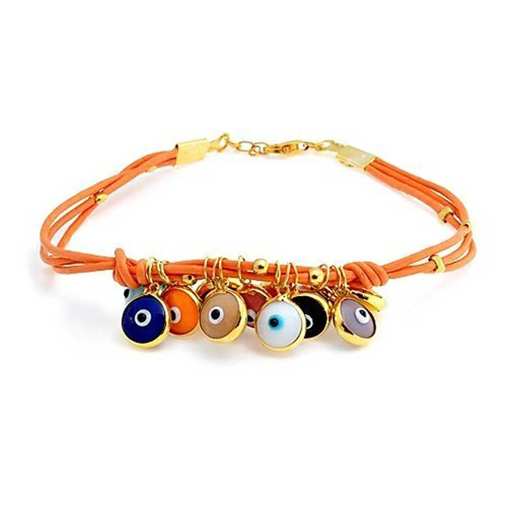 Protection Good Luck Amulet Strand Bracelet with Multicolor Evil Eye Beads 7-7.5 Inch