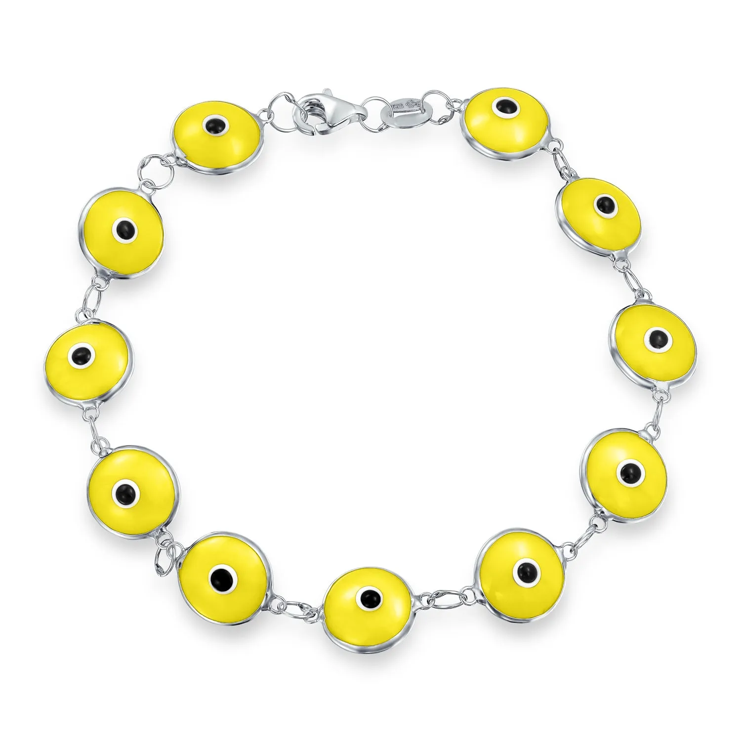 Protection Good Luck Amulet Strand Bracelet with Multicolor Evil Eye Beads 7-7.5 Inch