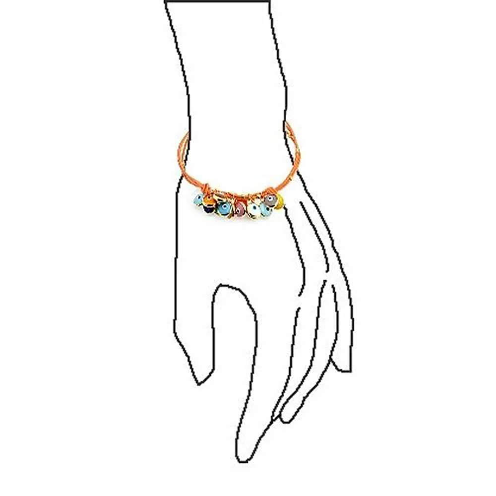 Protection Good Luck Amulet Strand Bracelet with Multicolor Evil Eye Beads 7-7.5 Inch
