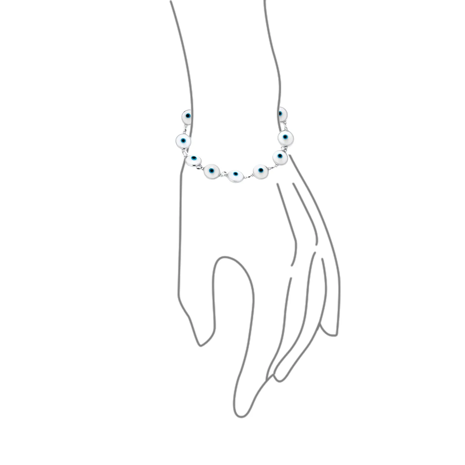 Protection Good Luck Amulet Strand Bracelet with Multicolor Evil Eye Beads 7-7.5 Inch