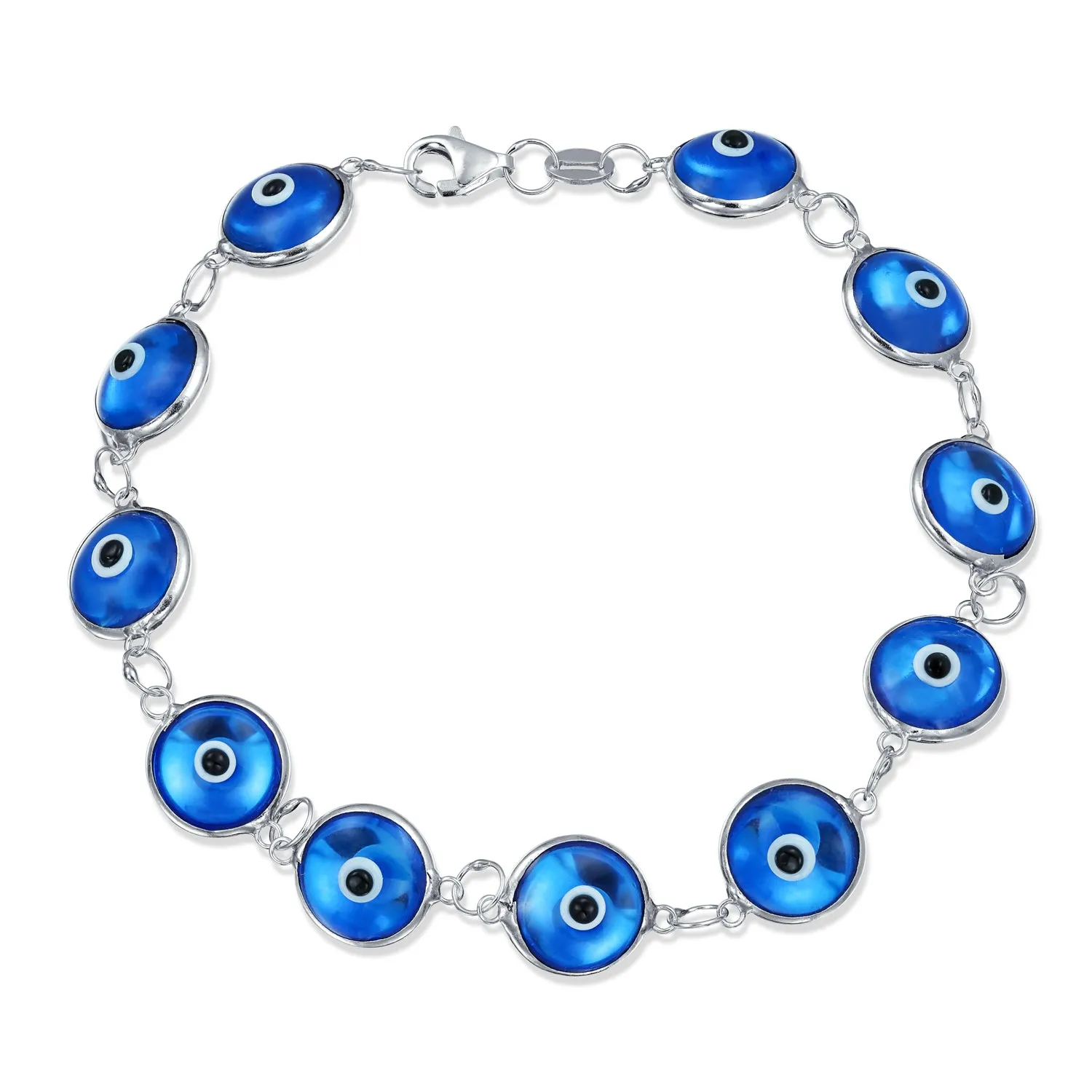 Protection Good Luck Amulet Strand Bracelet with Multicolor Evil Eye Beads 7-7.5 Inch
