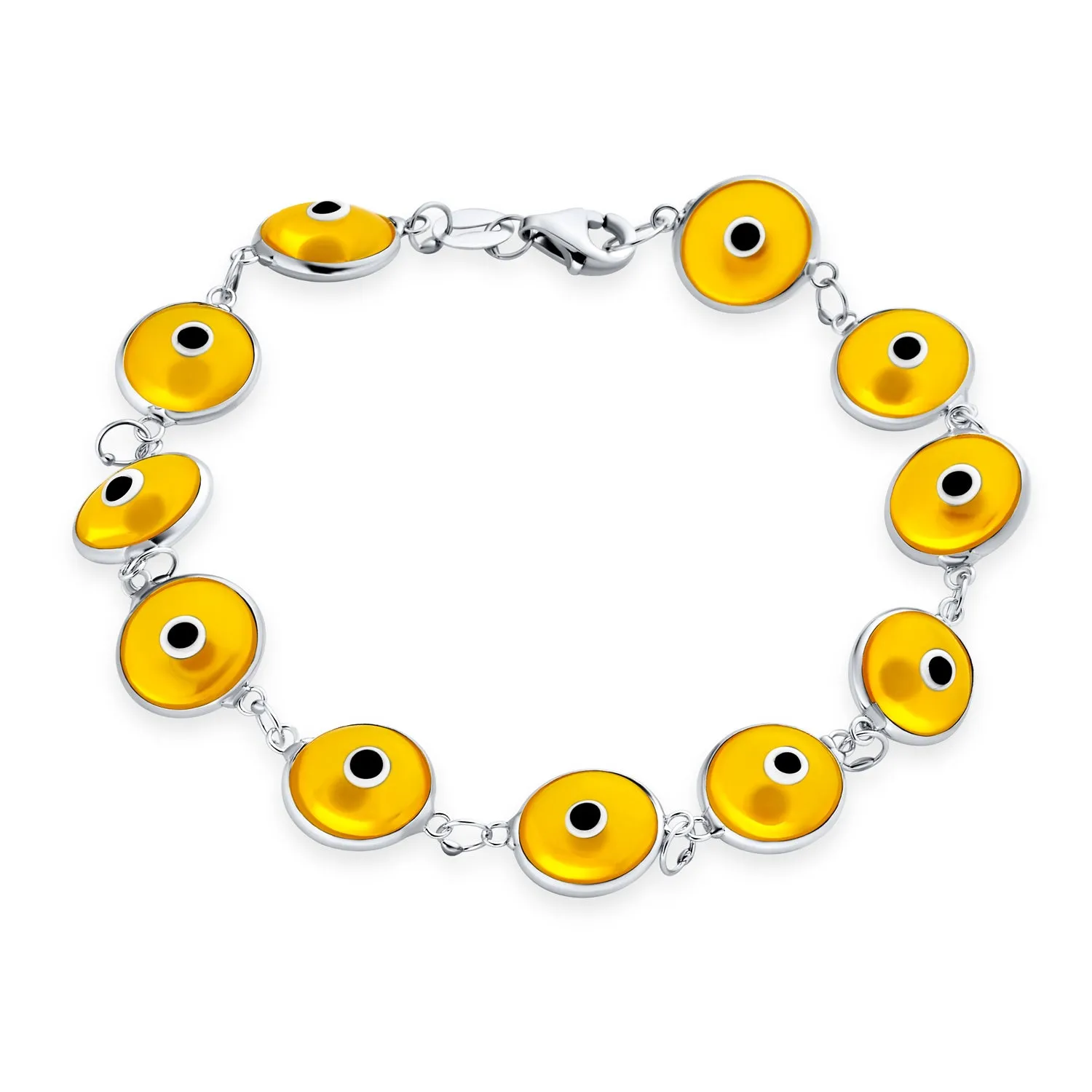 Protection Good Luck Amulet Strand Bracelet with Multicolor Evil Eye Beads 7-7.5 Inch
