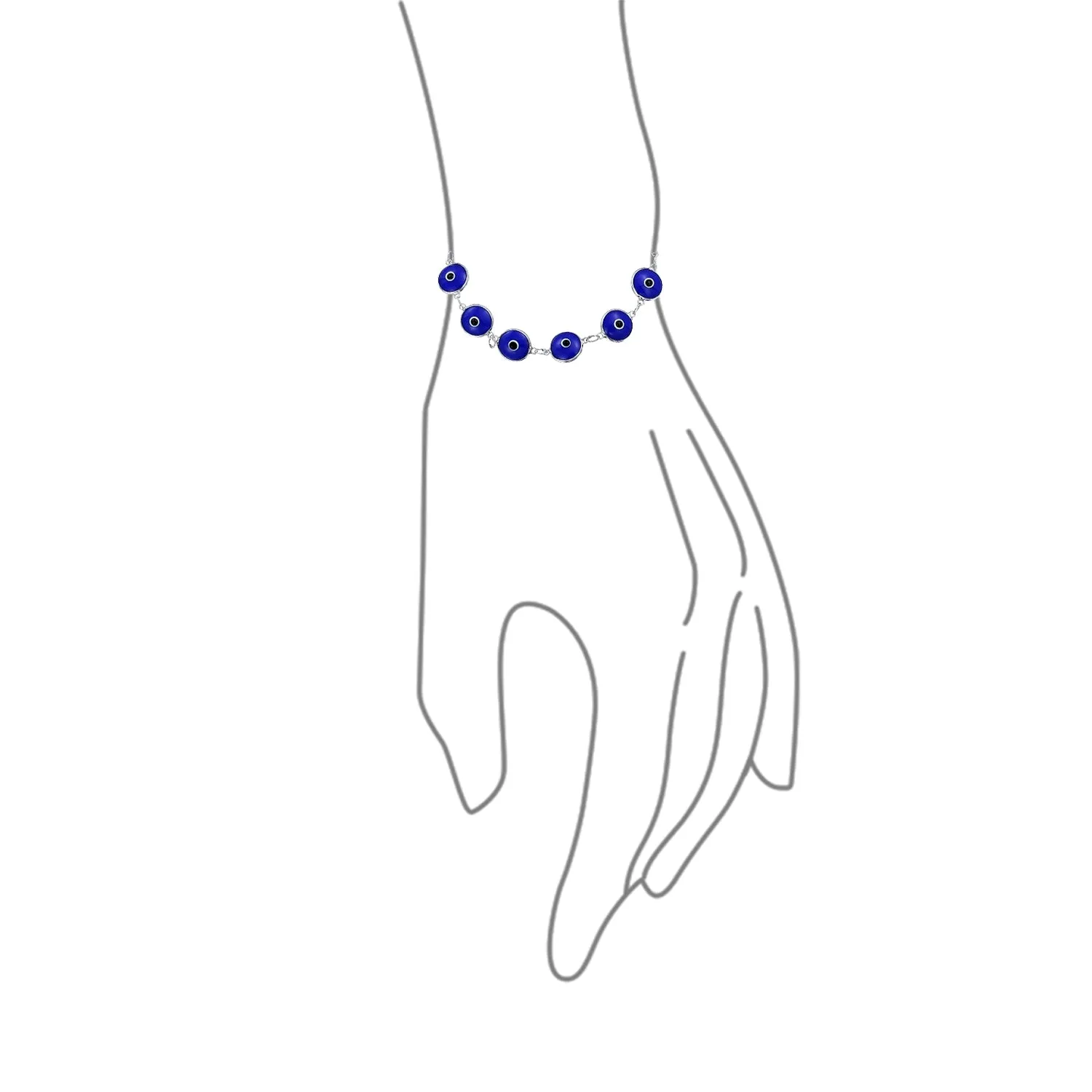 Protection Good Luck Amulet Strand Bracelet with Multicolor Evil Eye Beads 7-7.5 Inch