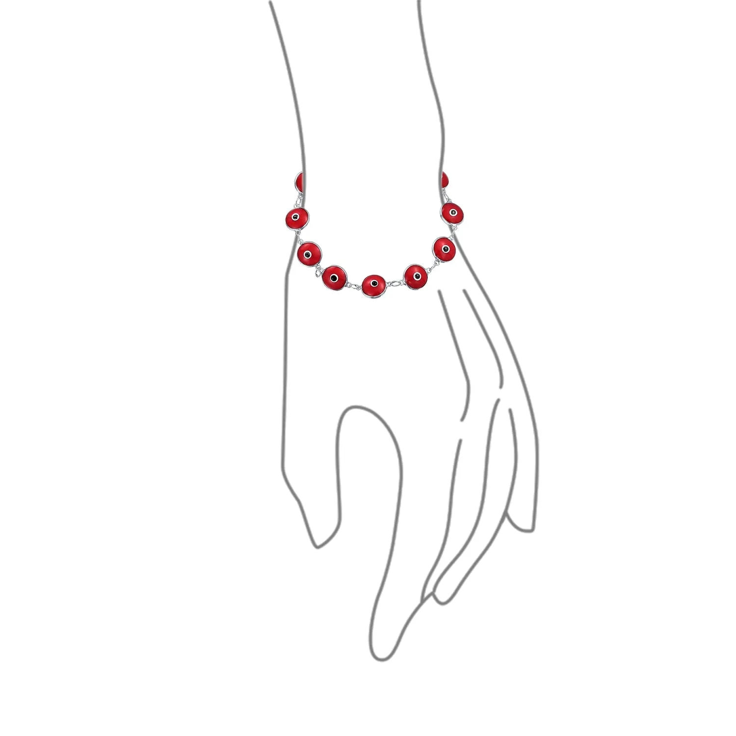 Protection Good Luck Amulet Strand Bracelet with Multicolor Evil Eye Beads 7-7.5 Inch