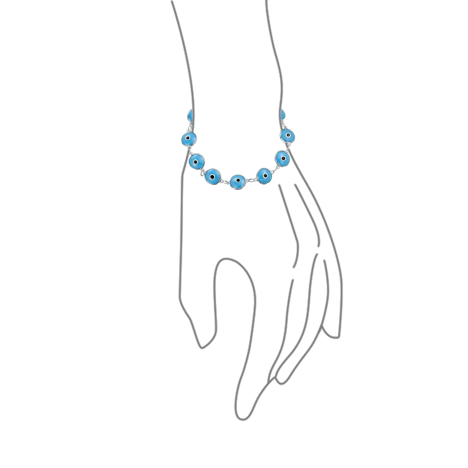 Protection Good Luck Amulet Strand Bracelet with Multicolor Evil Eye Beads 7-7.5 Inch