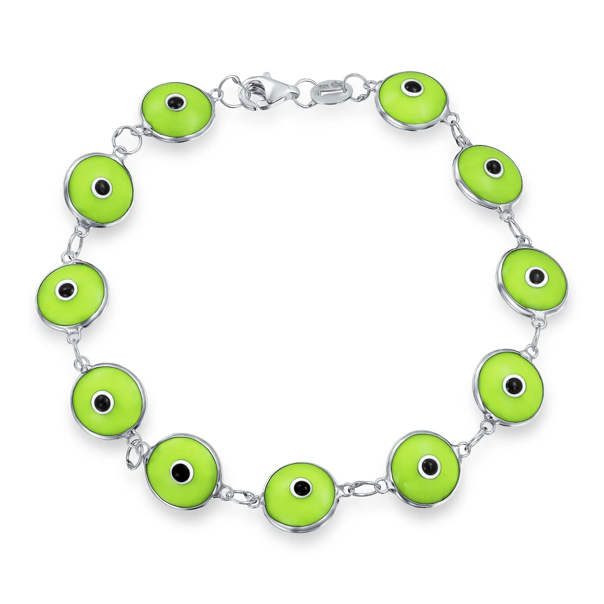 Protection Good Luck Amulet Strand Bracelet with Multicolor Evil Eye Beads 7-7.5 Inch