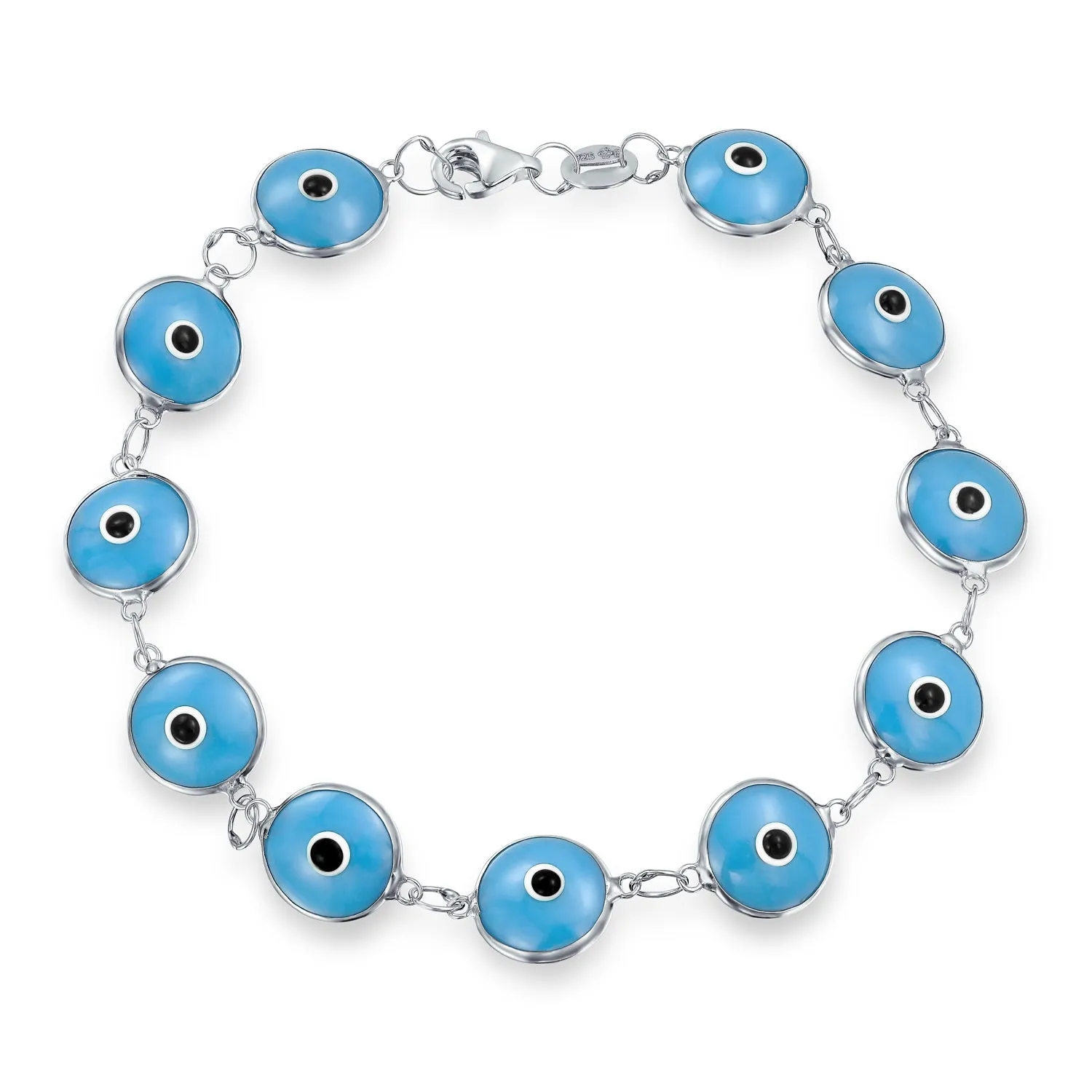 Protection Good Luck Amulet Strand Bracelet with Multicolor Evil Eye Beads 7-7.5 Inch