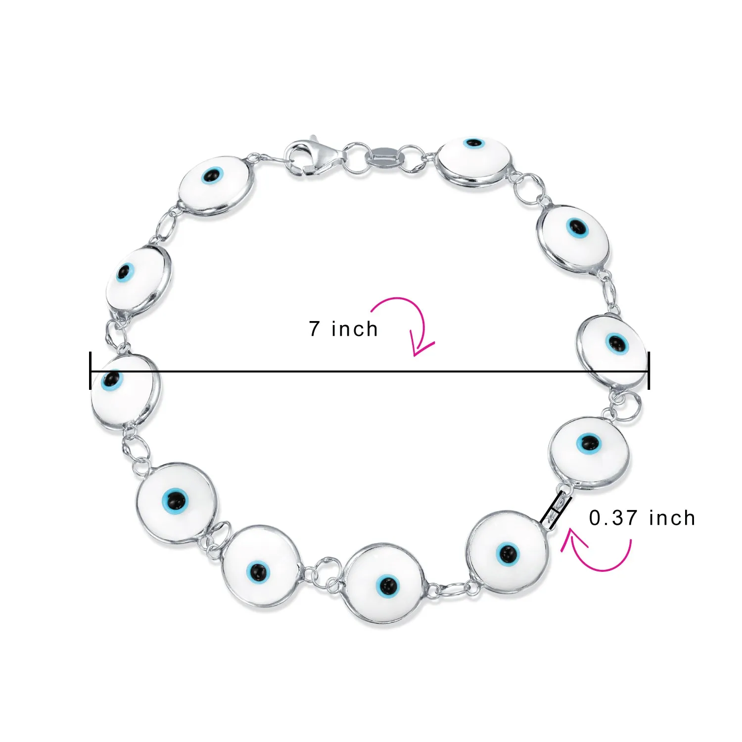 Protection Good Luck Amulet Strand Bracelet with Multicolor Evil Eye Beads 7-7.5 Inch