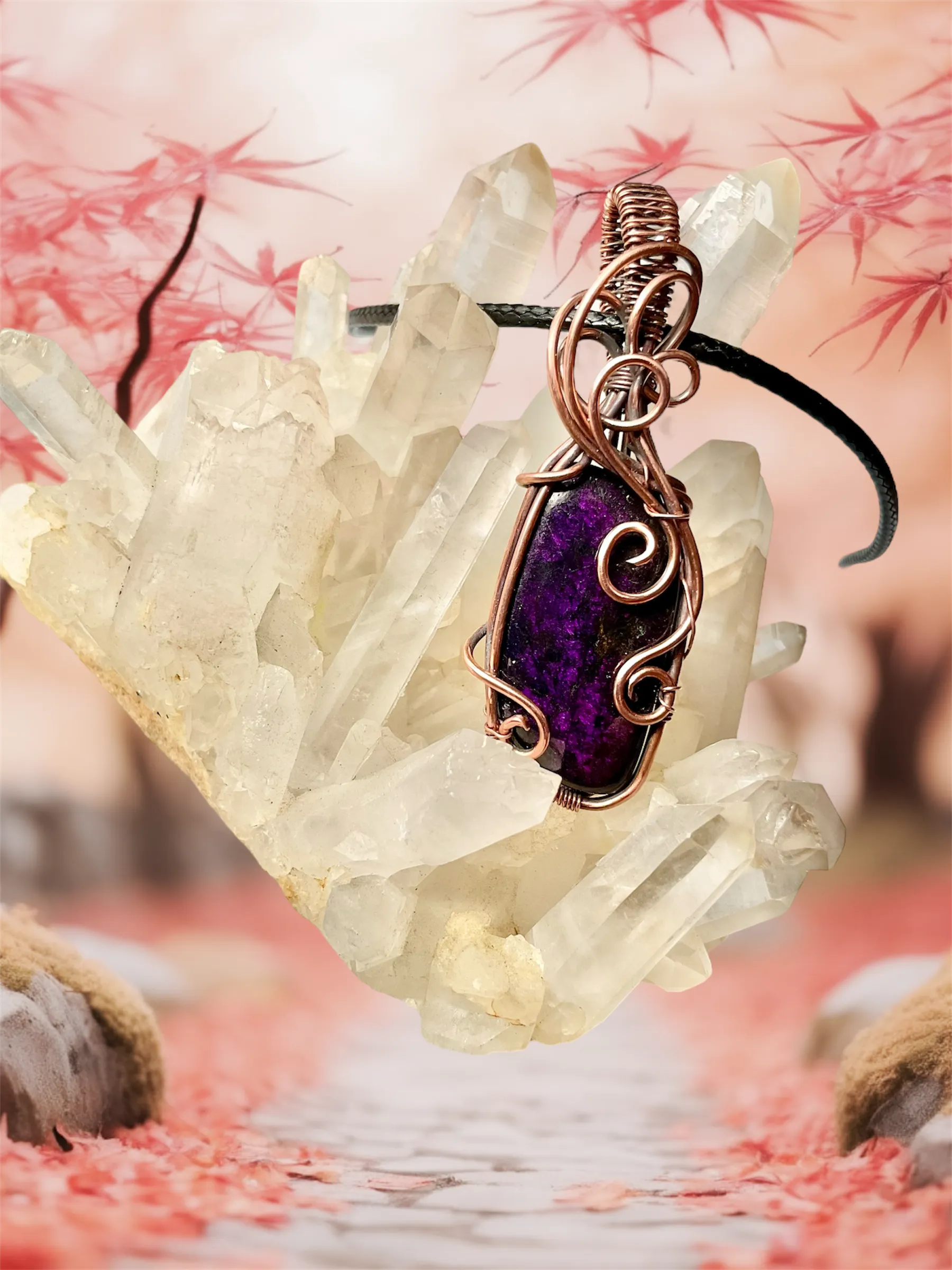 Purpurite Wire Wrapped Pendants
