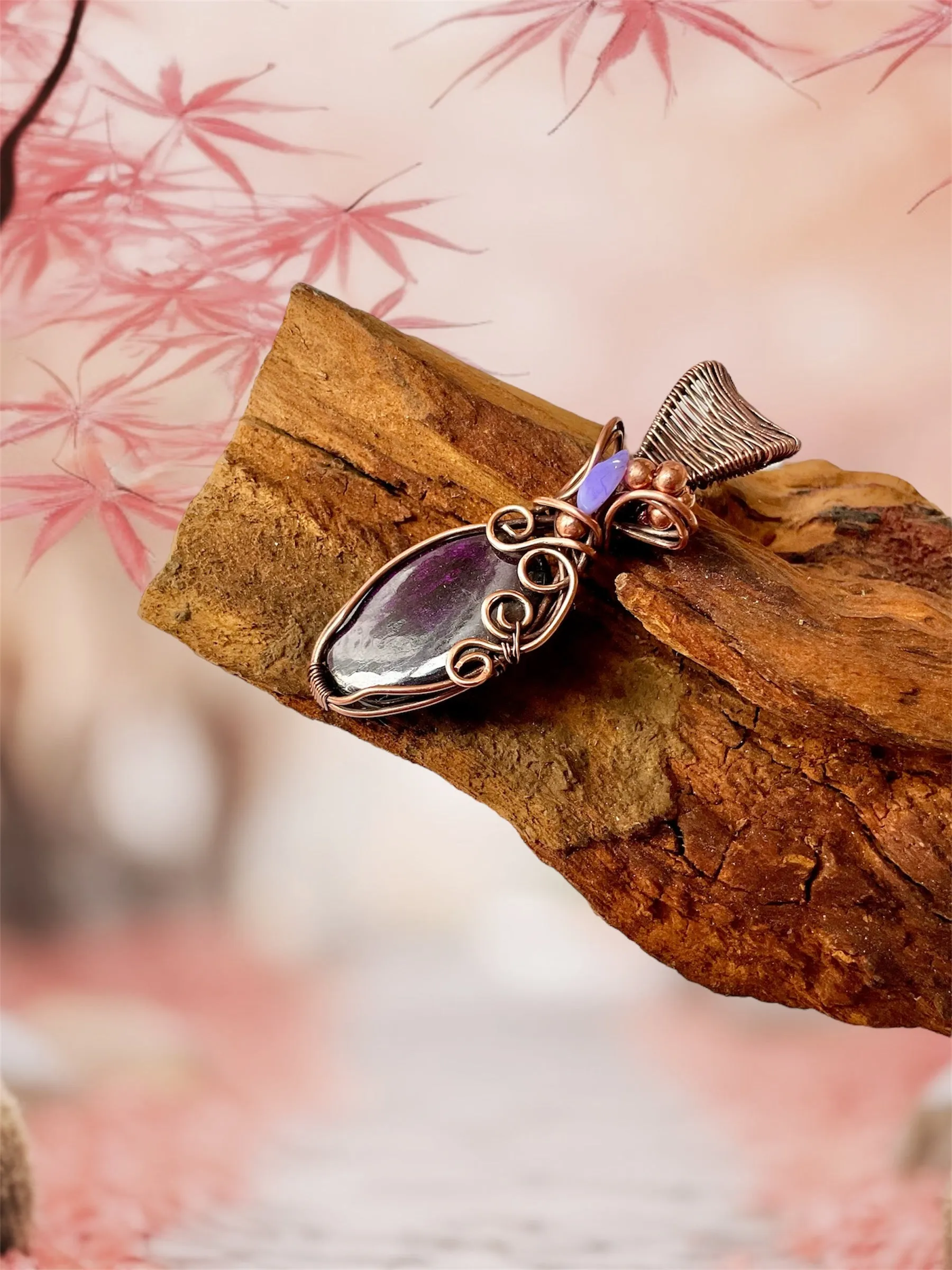 Purpurite Wire Wrapped Pendants