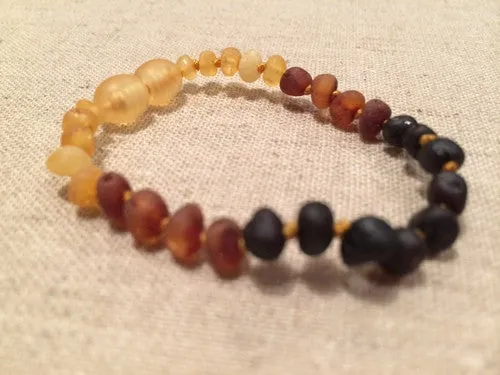 Raw 5.5 inch Rainbow Baltic Amber Bracelet for Baby, Infant, Toddler