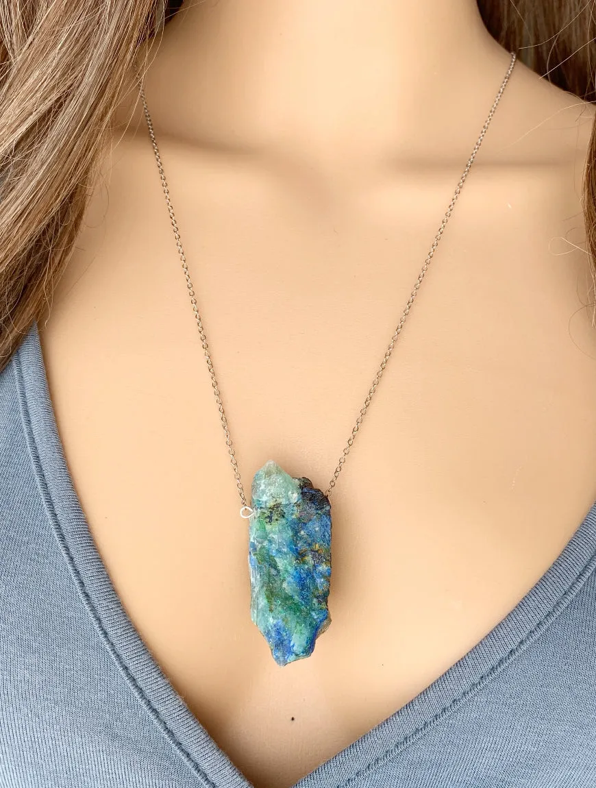 Raw Azurite Necklace