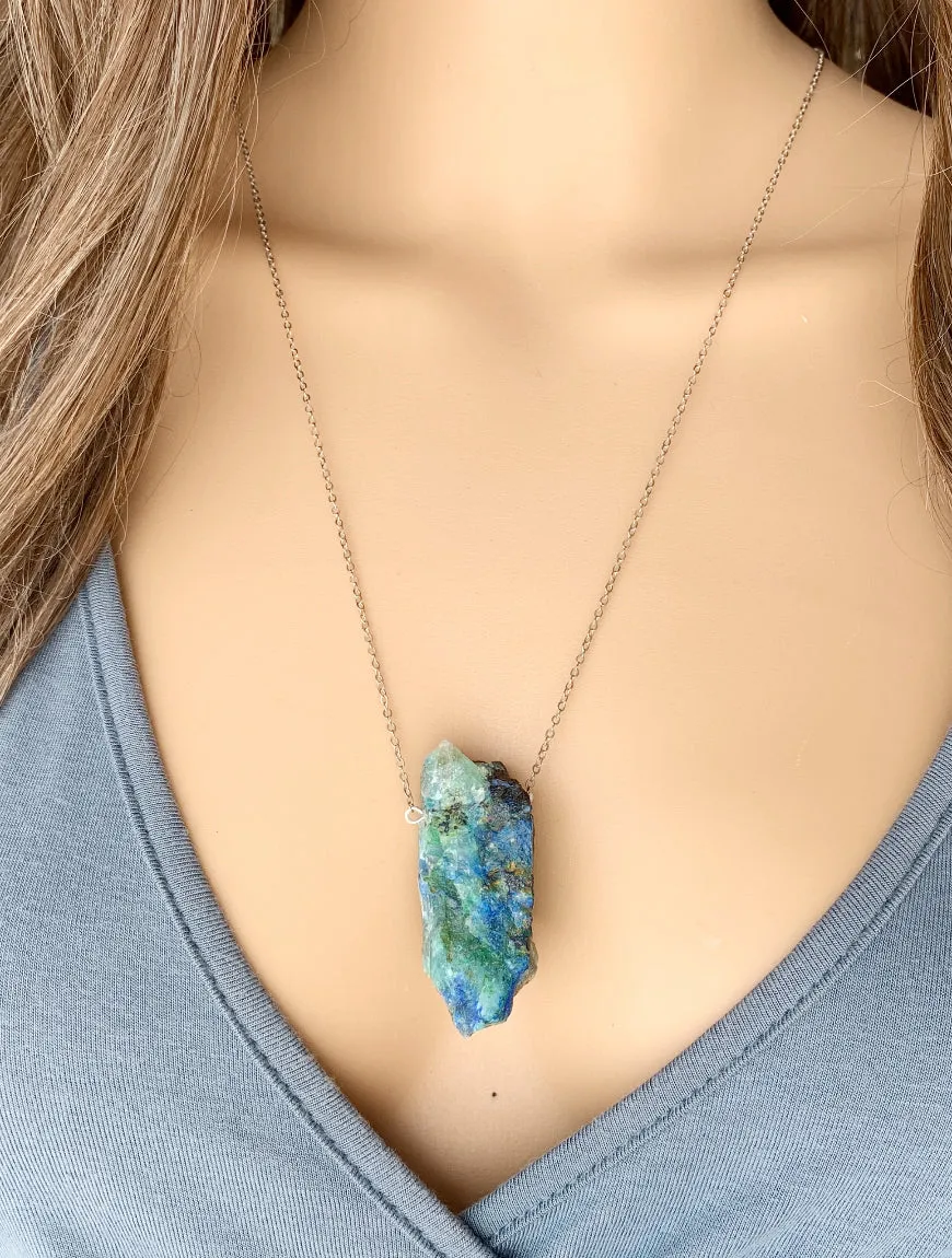 Raw Azurite Necklace