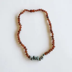 Raw Cognac Amber   Raw Turquoise Jasper - Baltic Amber Necklace