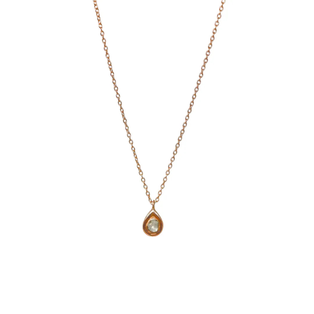 Raw Diamond Tear Drop Necklace