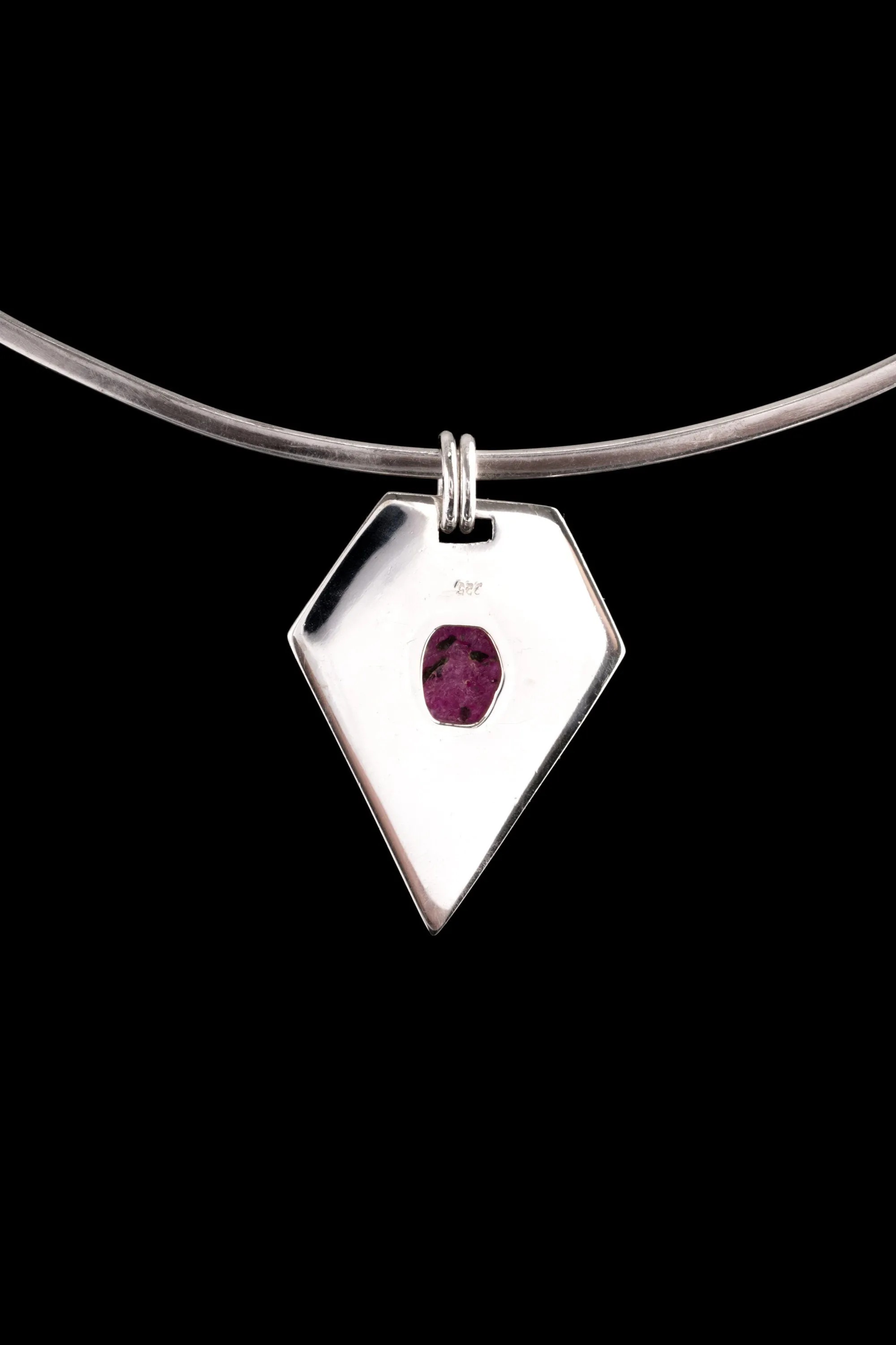 Raw Gemmy Ruby - Sterling Silver Pendant - Shiny and Polish Finished - Flat Pendant - Power, Wealth, and Protection