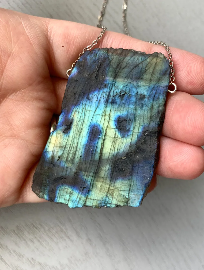 Raw Labradorite Necklace