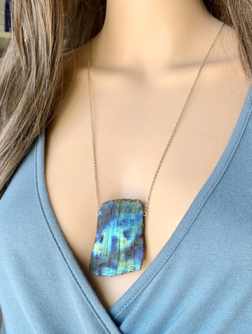 Raw Labradorite Necklace
