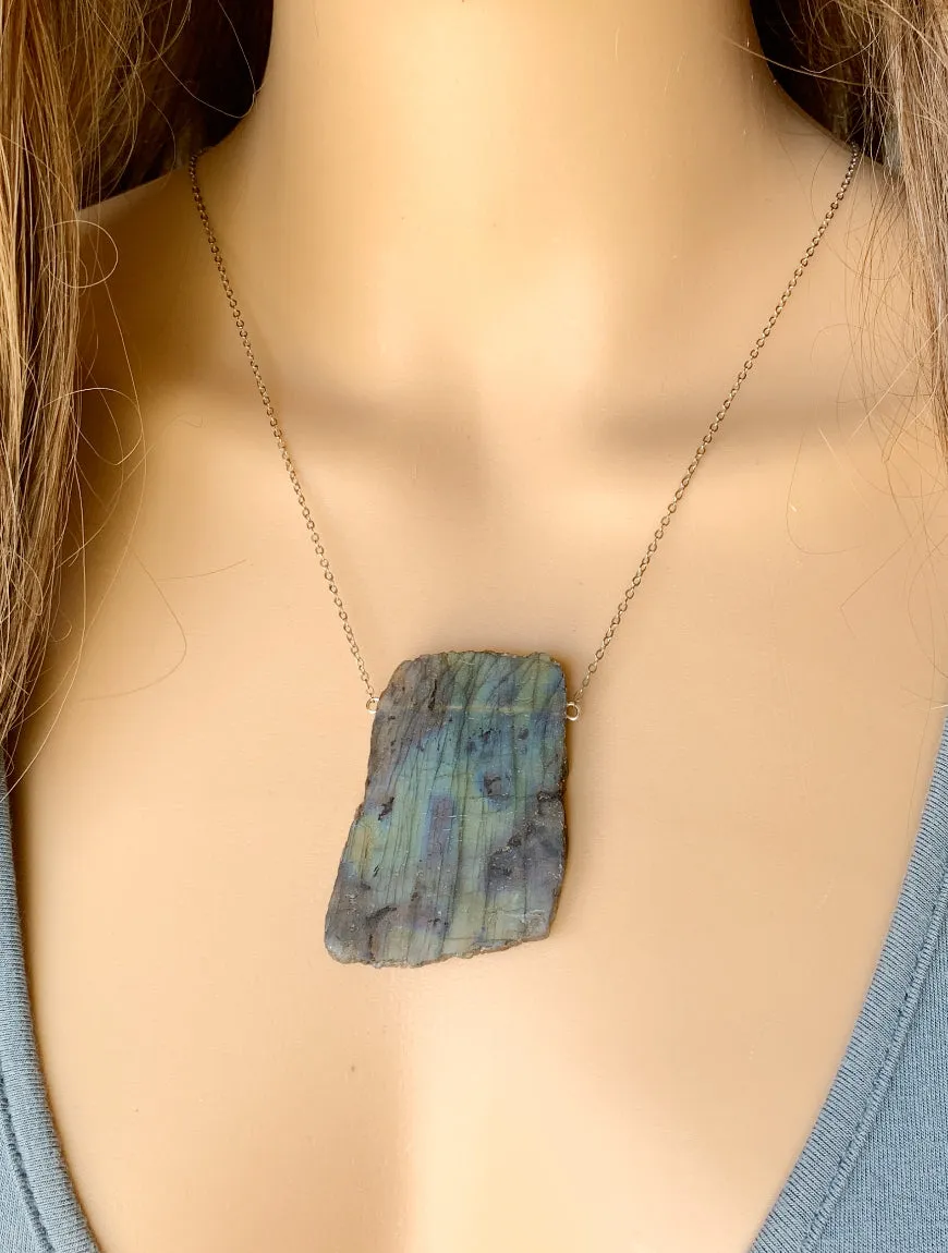 Raw Labradorite Necklace