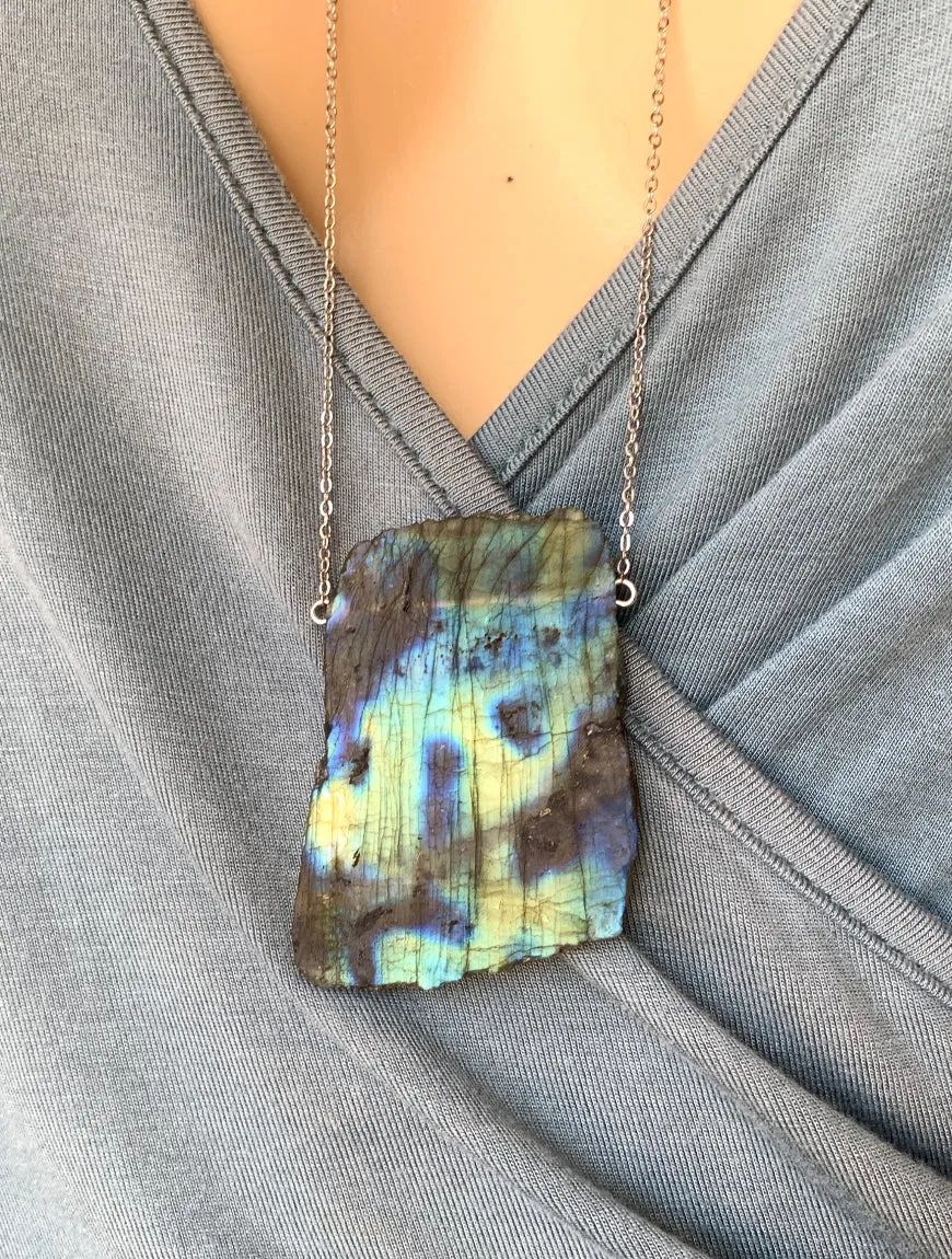 Raw Labradorite Necklace